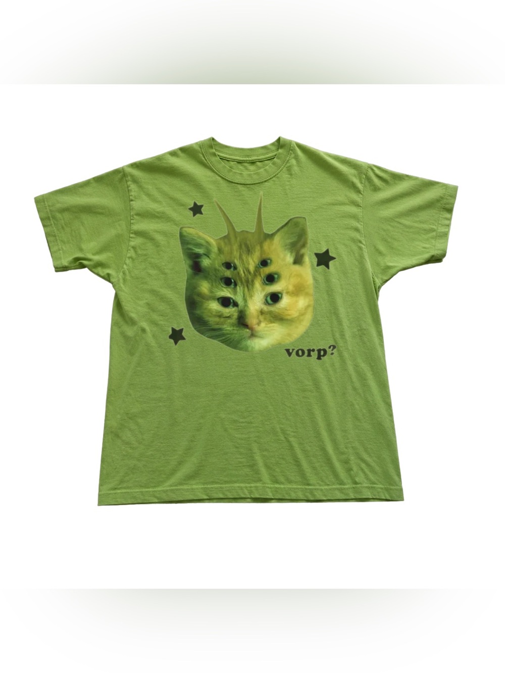 Kiwi Green Multi-Eye Cat Graphic Tee